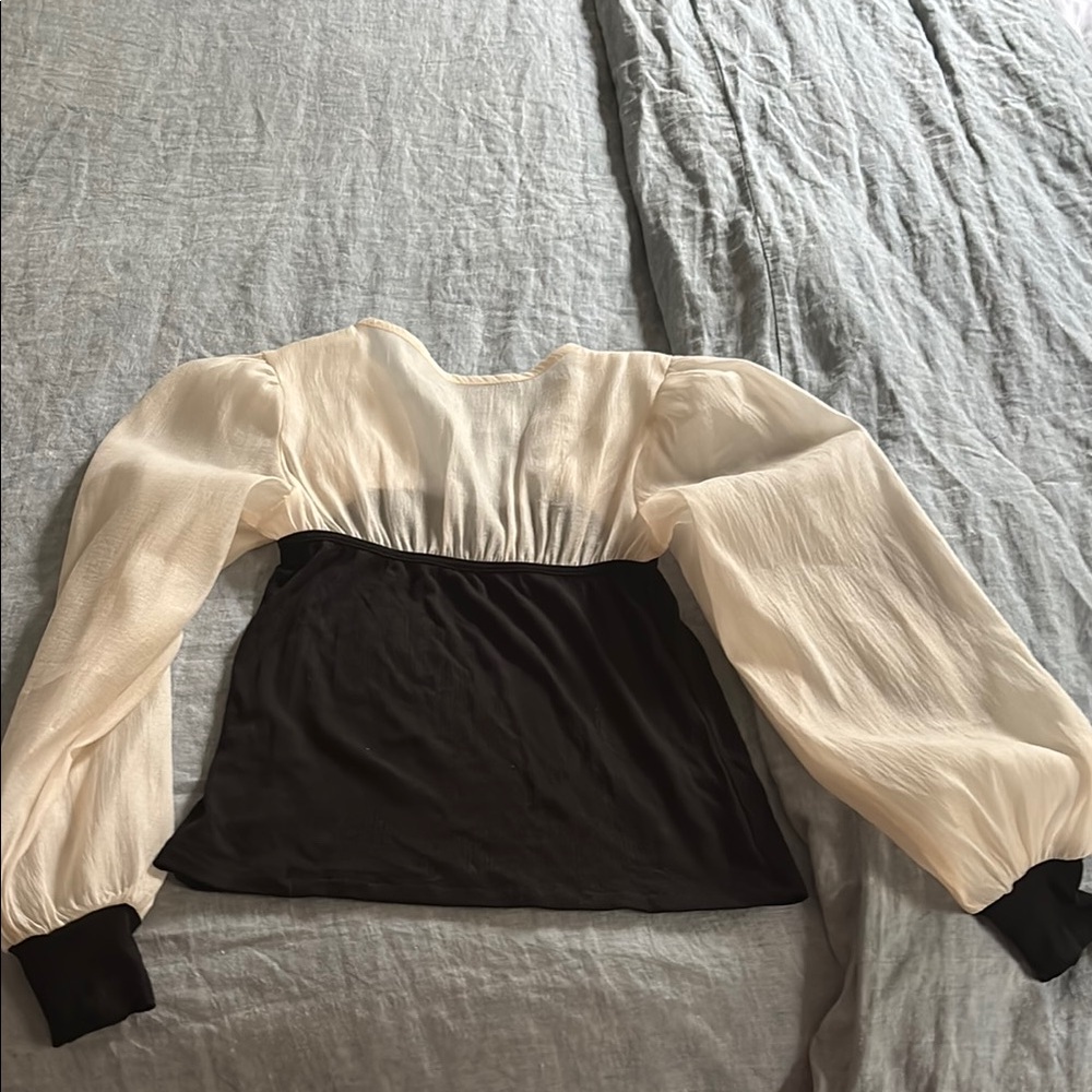 Aime Leon Dore Black and Cream Bustier Blouse